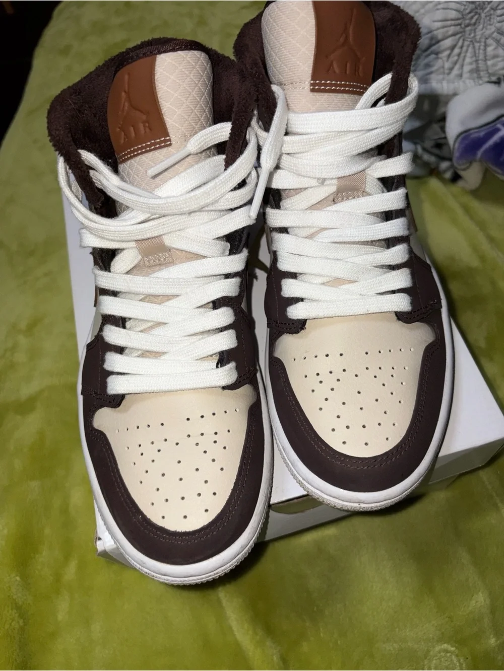 Jordan High-Top Sneakers in Brown, Cream and Tan